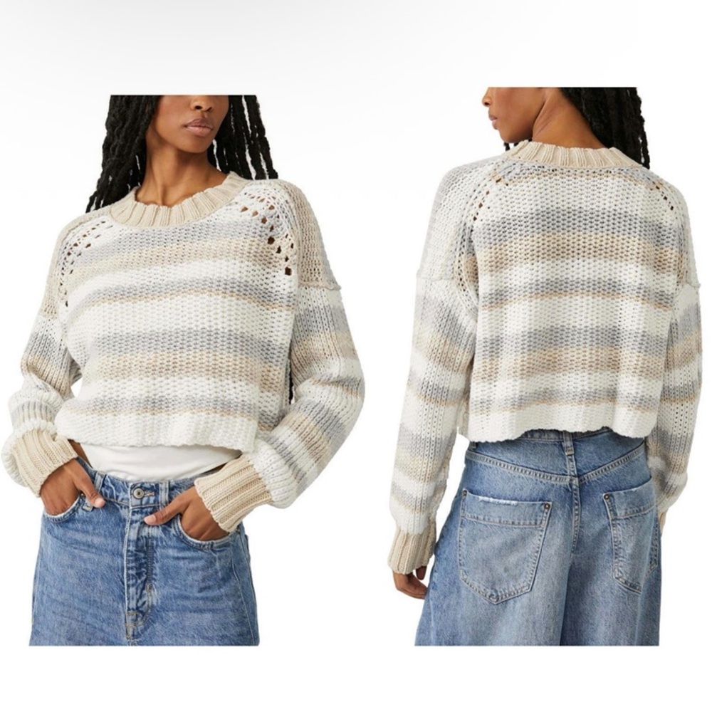 Free People Devon Striped Cropped Sweater size XS